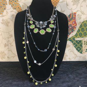 4 Necklace Lot Flower Statement Rhinestone Beaded Boho Chic Boho Wearable Summer